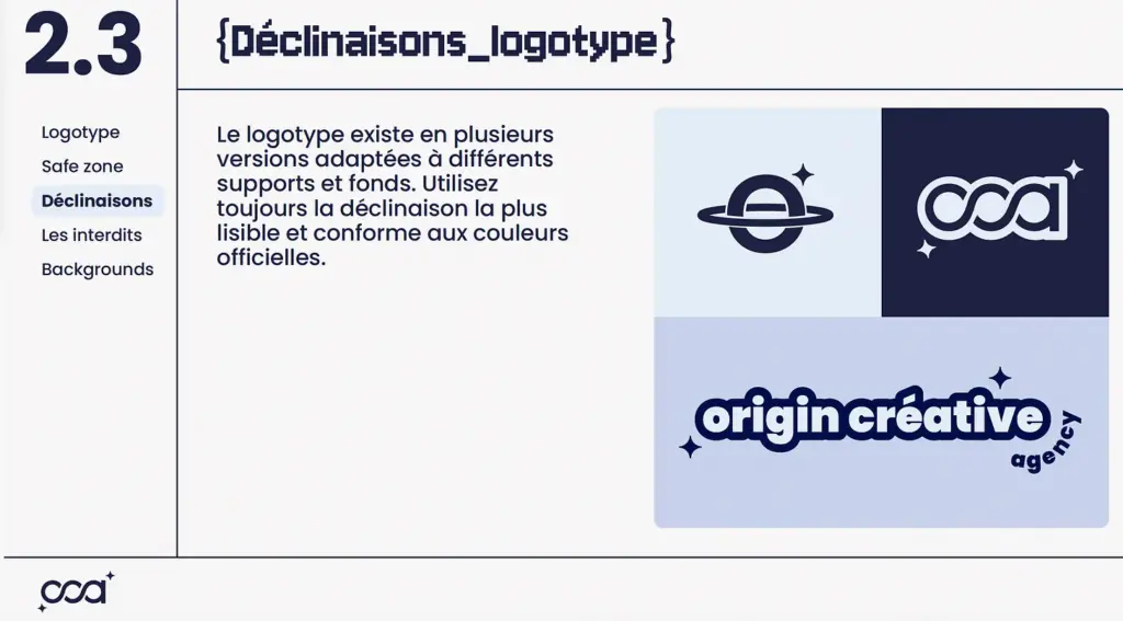 Repositionnement de marque : La nouvelle charte graphique d'Origin Creative Agency dans le thème et l'univers du spatial.